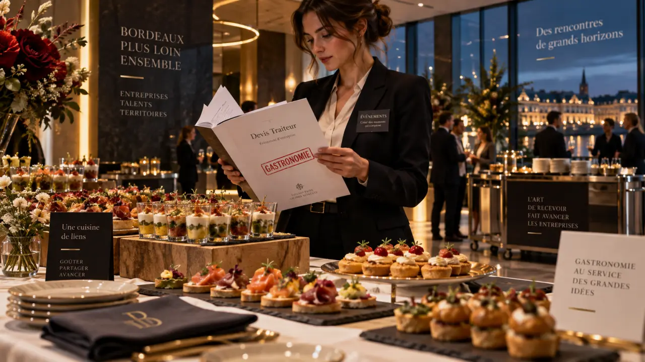 Traiteur bordeaux : tables dressées et plateaux prêts à servir