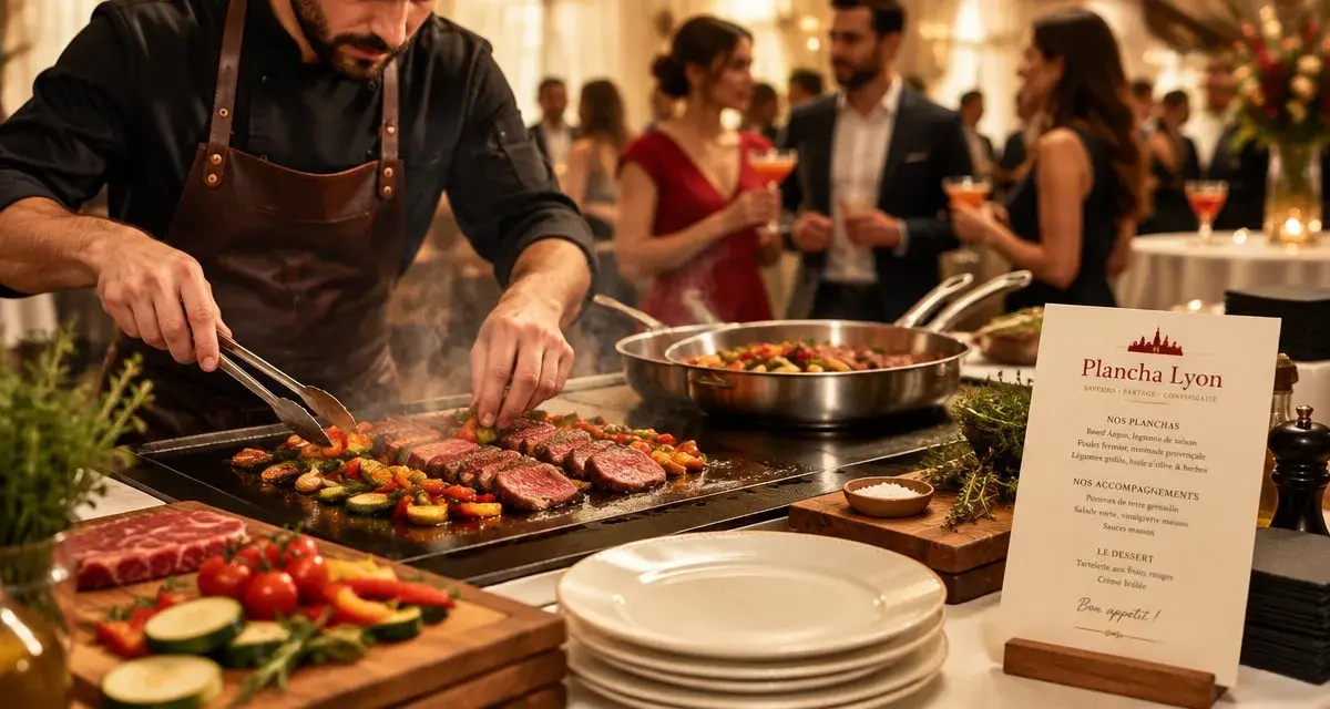 Animation culinaire lyon : plancha sur stand lors d’un événement