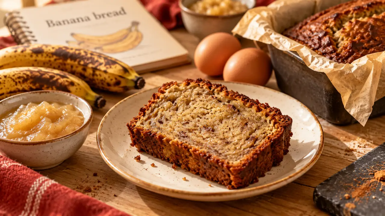 Tranche de banana bread sans beurre sans sucre, bananes mûres
