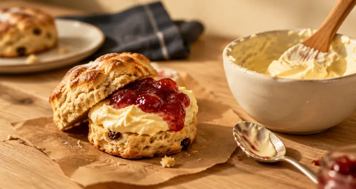 Clotted cream équivalent France : scone avec crème épaisse Isigny ou mascarpone