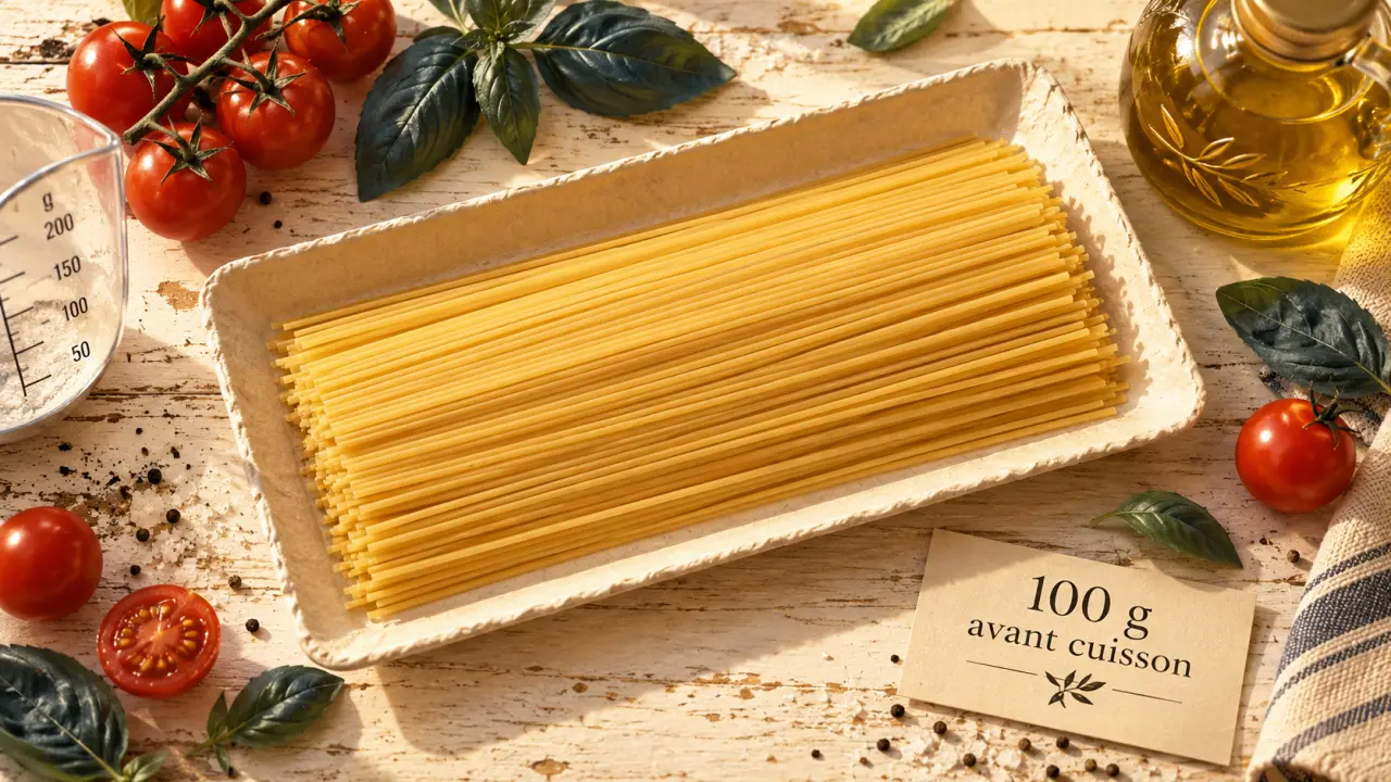 Combien de g de spaghetti par personne : 100 g avant cuisson en plat