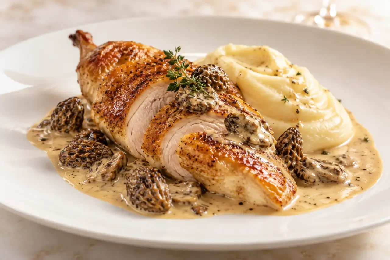 Suprême de pintade gastronomique aux morilles et sauce au Champagne