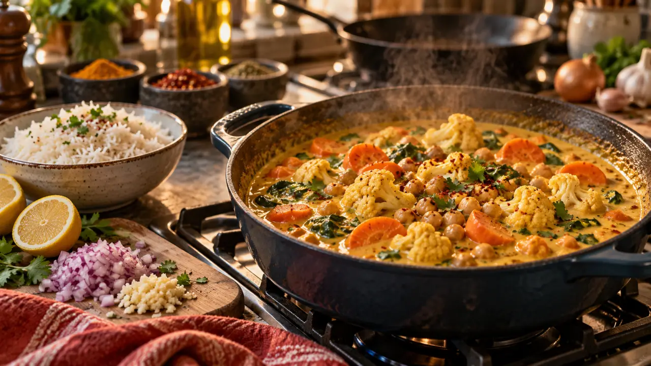 Idées recettes légumes : curry végétarien onctueux au lait de coco
